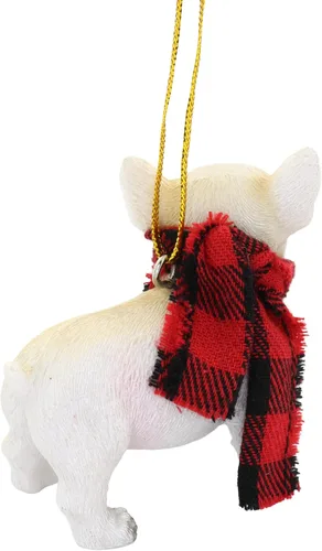 Vista 2 de Needzo Adorno navideño de bulldog, decoración festiva para colgar para mascotas, regalos para amantes de los perros, 2.5 x 1.3 x 2.5 pulgadas
