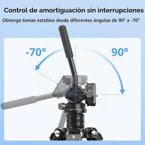 Vista 4 de SmallRig CH3 Cabezal de Video, Cabezal Fluido de Trípode Cabezal Pan Tilt con Placa de Liberación Rápida para Arca Swiss, Soporta Giro de 360° e