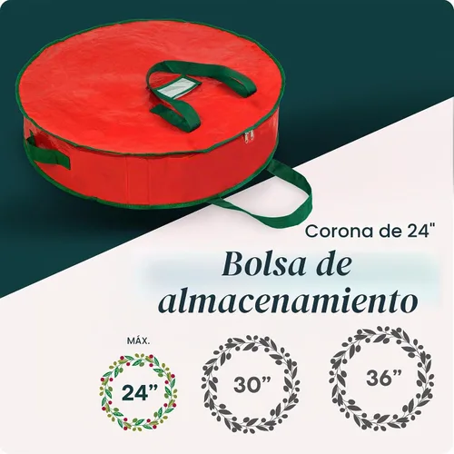 Vista 2 de Bolsa de almacenamiento de corona de Navidad de Handy Laundry - Material de lona duradero, cremallera, asas de transporte resistentes, protección