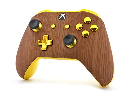 Vista 2 de UN-Modded Custom Controller compatible with Xbox One SX... (3.5 mm jack) (Golden Wood)