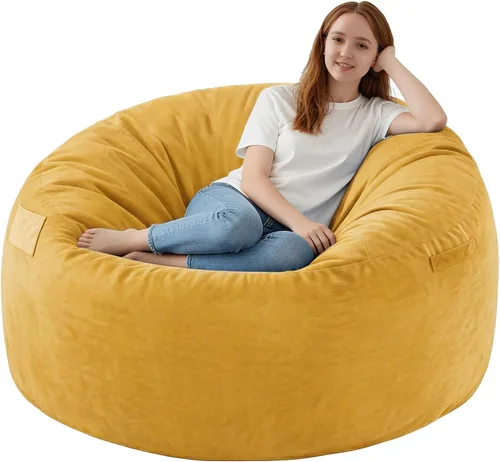 Vista 58 de Silla de Puf de 2 pies, Sillas de Puf Cómodas con Relleno de Espuma Viscoelástica, Sofá de Puf Esponjoso con Cubierta de Terciopelo Holandés, Sillas
