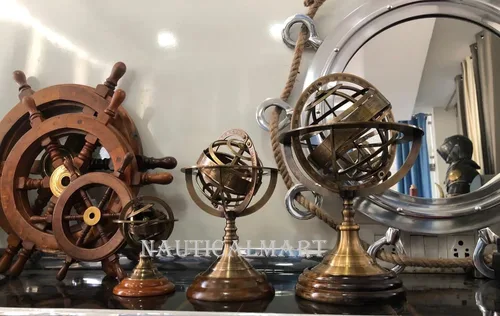 Vista 5 de Globo de esfera náutica armilar de latón grabado