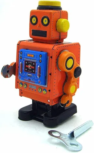 Vista 2 de Charmgle MS519 Retro Tin Toy Robot Wind-Up Toy Fotografía Decoración Novedad Regalo Colección Adulto (Naranja)