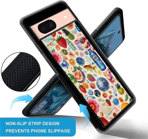 Vista 1403 de Compatible con Google Pixel 4A 5G Mobile Case Creative Acrylic Panel trasero Silicona Protección Grip especialmente diseñado para Google Pixel 4A 5G