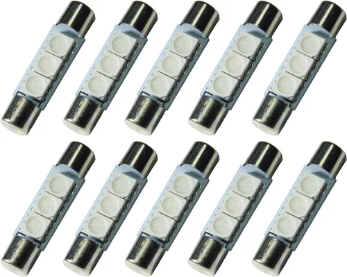 Vista 9 de PA 10 luces LED 5050 3SMD Fusible Festoon Bombilla de cúpula interior y luz de espejo de tocador para interior de automóvil (1.142 in, blanco)