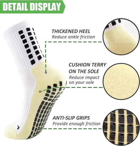 Vista 3 de Bevigorio Grip - Calcetines de fútbol para hombre, acolchados y antideslizantes, calcetines de fútbol con empuñaduras para hombres atléticos