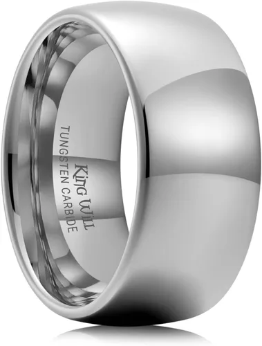 Vista 31 de King Will Anillo de boda de carburo de tungsteno para hombres y mujeres Plata-6 mm.