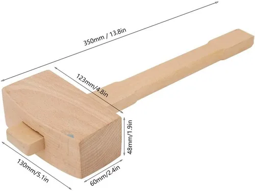 Vista 4 de Mazo de madera, Martillo de madera profesional de carpintería de madera para golpear la herramienta de carpintería Martillo de haya mango de madera