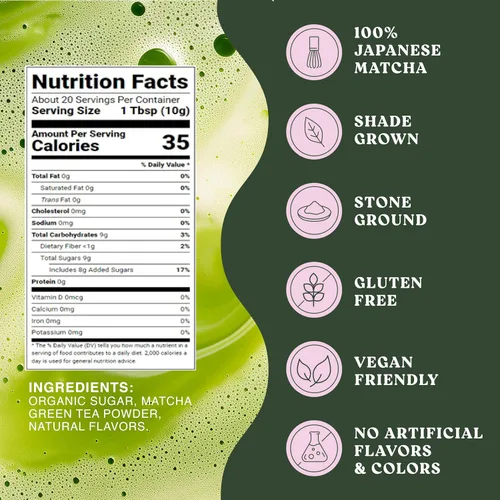 Vista 2 de The Harmony Matcha Lavender (bolsa de 7.05 onzas - 20 porciones) Polvo de matcha japonés premium, rico en antioxidantes y L-teanina, endulzado