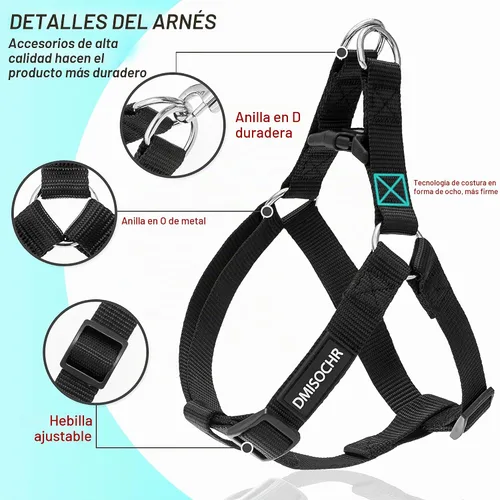 Vista 2 de Juego de arnés para perro, correa y collar sin tirones, chaleco Negro
