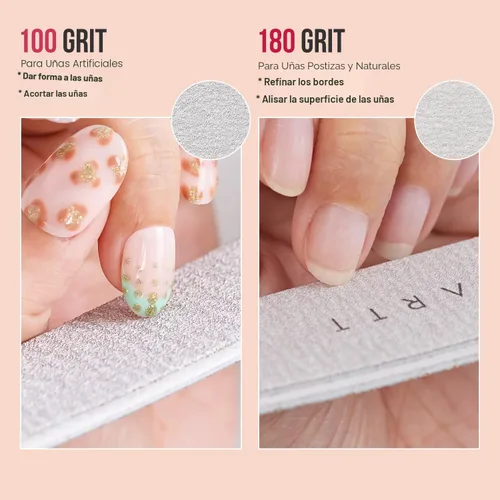 Vista 2 de Makartt Lima de uñas, limas de uñas de grano 100/180 para uñas naturales, tableros de esmeril fuertes profesionales para uñas de doble cara