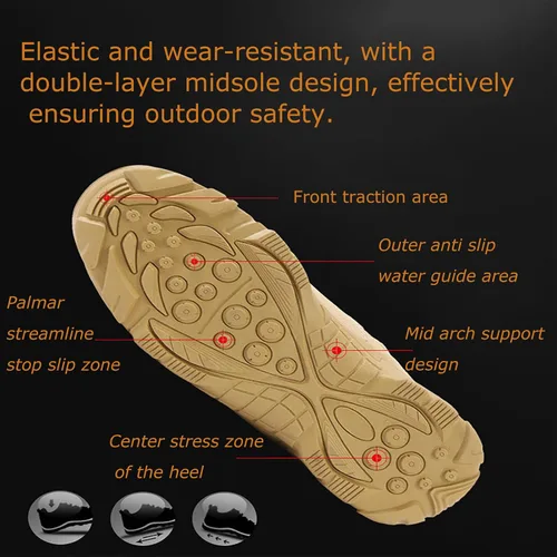 Vista 6 de Kervaky Botas tácticas para hombre, botas militares, botas resistentes, botas de senderismo, botas ligeras, botas para exteriores