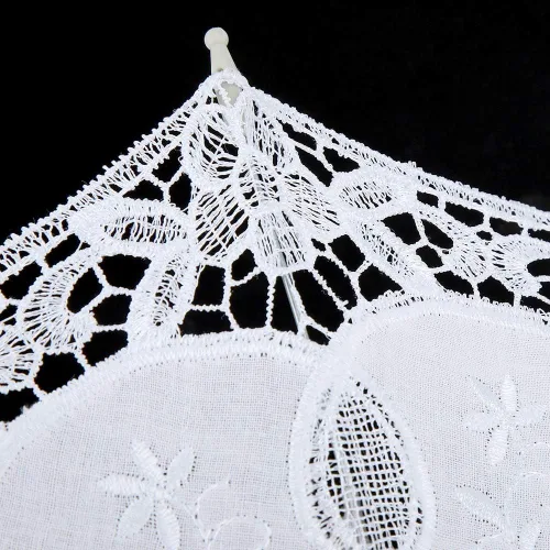 Vista 6 de AUNMAS Paraguas pequeño de encaje blanco para decoración, paraguas lluvioso, súper mini artesanía exquisita bricolaje cumpleaños foto apoyo