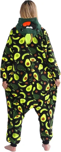 Vista 6 de vavalad Pijama de aguacate para adultos, disfraz de fruta, pijama de una pieza, overol de cosplay para mujeres y hombres