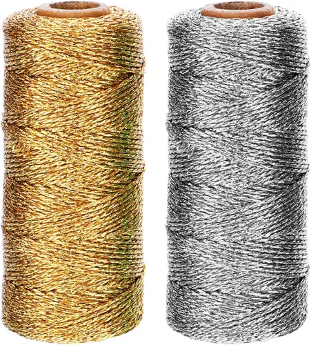 Vista 9 de Pangda 2 Rollos 200 Metros Cordel de Navidad Metálico para Panaderos, Cordel Decorativo para Envolver Regalos, Cordel para Manualidades, Cordel