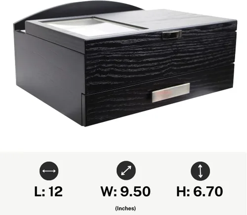 Vista 6 de Executive SAWYER - Organizador de caja de almacenamiento de madera negra para hombre (negro)