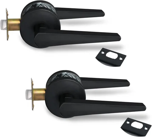 Vista 38 de MD8820-DB-BK-1P - Manija de puerta de privacidad sólida para dormitorio y baño, acabado negro mate