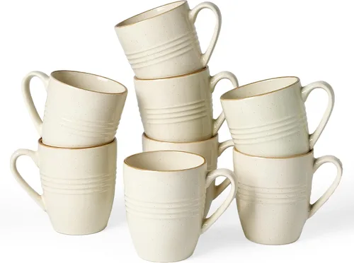 Vista 17 de Juego de Tazas de Café Famiware, Juego de 4 Tazas de 13 oz, Tazas de Gres para Café con Leche, Té Caliente, Mocha, Cacao, Capuchino, Aptas