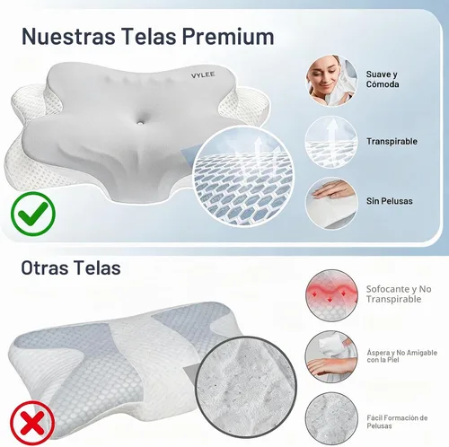 Vista 7 de VYLEE Cervical Neck Pillow, Memory Foam Contour Pillow (Grey)