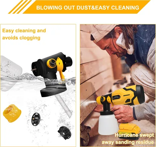 Vista 5 de Pulverizador de pintura inalámbrico para batería DEWALT de 20 V máximo, pulverizadores de pintura para interior del hogar, HVLP, eléctrico, sin