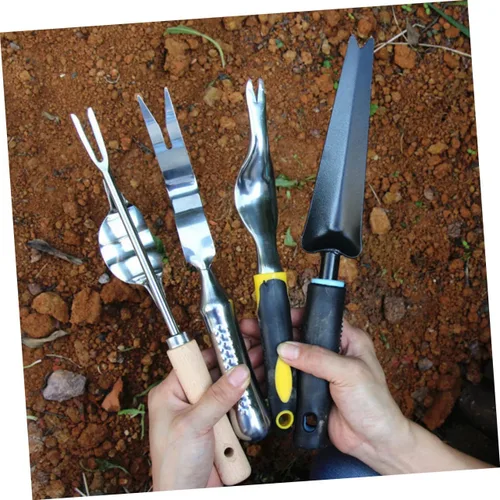 Vista 2 de Práctico extractor de desbrozadora, herramienta extractor de desbrozadora de acero, herramientas de deshierbe de mano bifurcada, herramienta