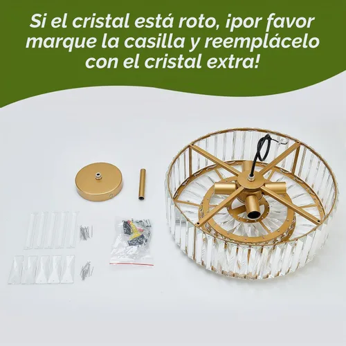 Vista 4 de Piepooye 4 Luces Moderna Lámpara de Araña de Cristal Dorado Redondo Montaje Semiempotrado en el Techo Lámpara de Granja para Comedor Sala de Estar