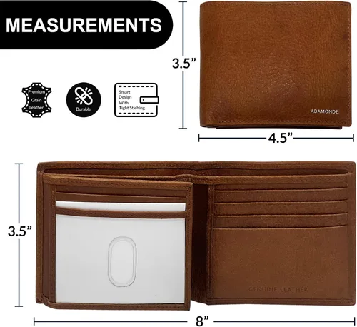 Vista 4 de Cartera de cuero 100% auténtico.., marrón (Brown 14), Cartera de cuero