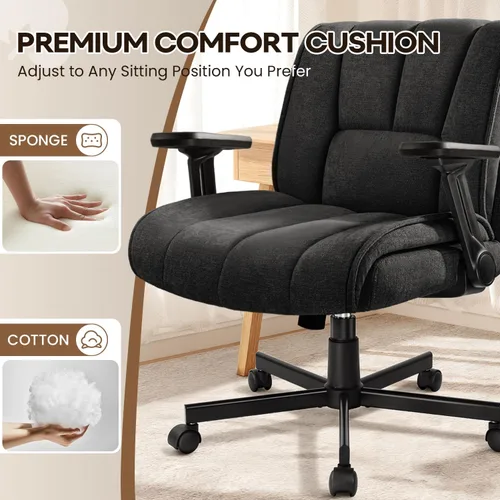 Vista 3 de Silla de oficina grande y alta, 300 libras, asiento extra profundo y brazos Negro