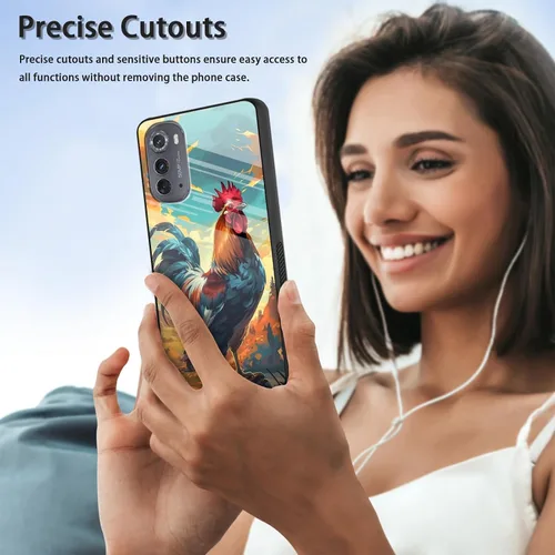 Vista 3 de Funda para Motorola Moto Edge 2022, cubierta trasera de vidrio templado con protector de pantalla, funda protectora a prueba de golpes para Motorola