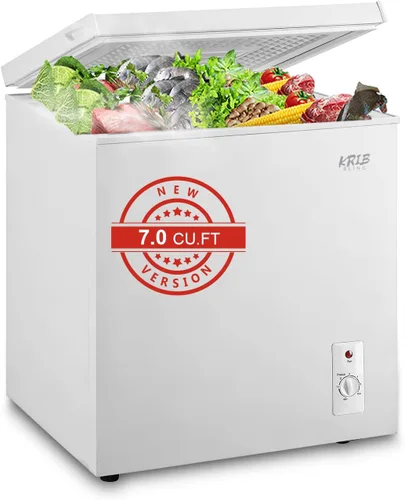 Vista 13 de Chest Freezer 3.5 Cu.Ft Mini 7 Gears Temperature Control Compact Deep Freezer with Top Open Door and Removable Storage Basket Black