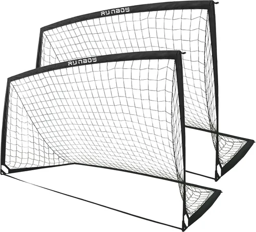Vista 9 de Portería de fútbol infantil de 9 x 5 pies con bolsa de transporte, red de fútbol plegable portátil para entrenamiento en el patio trasero, uso