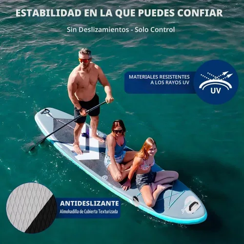 Vista 4 de SereneLife Tabla de remo inflable con accesorios de SUP premium, diseño amplio y estable, almohadilla antideslizante de EVA para jóvenes y adultos