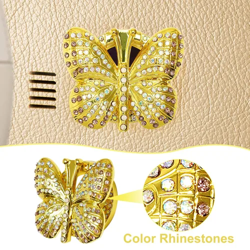 Vista 2 de Cubierta para botón de arranque de automóvil, con diamantes de imitación de mariposa, bonita cubierta protectora de encendido para botón