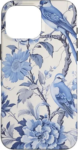 Vista 19 de Chinoiserie Floral Toile Blue and White Case for iPhone 16