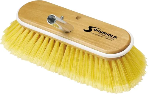 Vista 10 de Shurhold Classic Deck Brush – Boat Cleaning Brush with Wood Block, Rubber Bumper & Durable Bristle Design