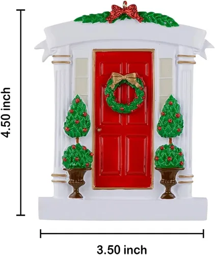 Vista 5 de Adorno de Navidad personalizado para puerta roja, adorno para el hogar, regalo de inauguración de la casa para anfitriona, adorno de nuestra primera