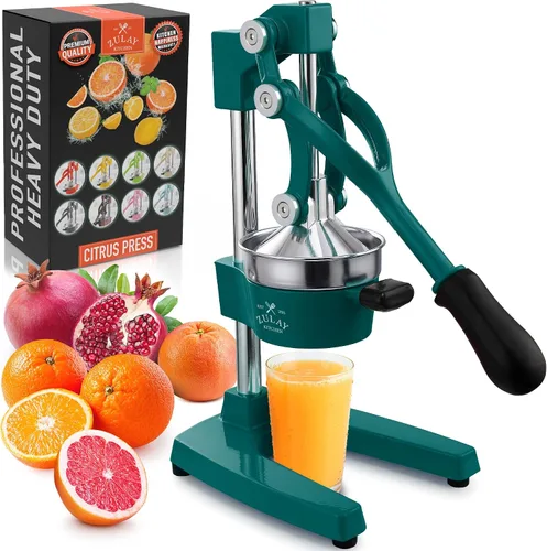 Vista 26 de Zulay Kitchen Exprimidor de hierro fundido, exprimidor de naranja resistente con coladores desmontables para una fácil limpieza, prensa de cítricos