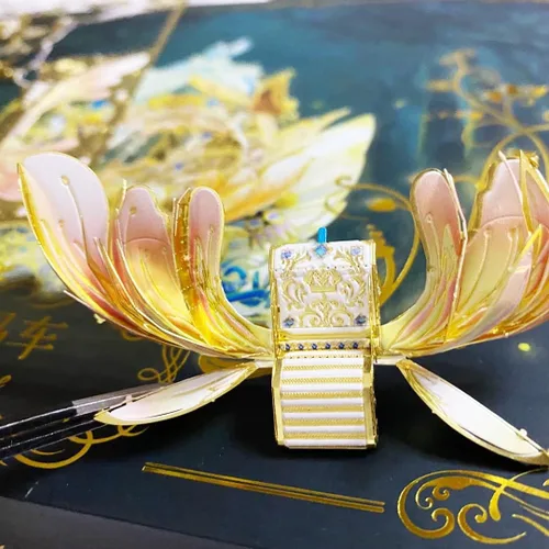 Vista 5 de MU Serie de hadas 3D Kit de modelo de rompecabezas de metal Carruaje de elfo de Cenicienta, edificio en miniatura del palacio mágico de la princesa