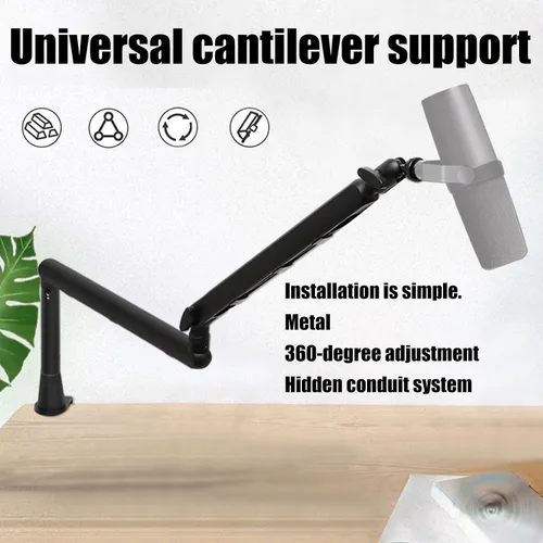 Vista 3 de 360 grados giratorio micrófono brazo brazo soporte aluminio construcción para teléfono tableta transmisión en vivo