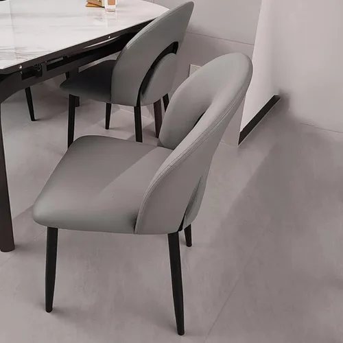 Vista 8 de YVYKFZD Leather Dining Chairs, Kitchen Chairs Set with Curved Back, Upholstered Dining Room Chair, Armless Comfy Side Chair, for Living Room, Dark