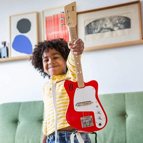 Vista 7 de Loog - Guitarra eléctrica mini para niños principiantes, con amplificador incorporado, a partir de 3 años, aplicación de aprendizaje y lecciones