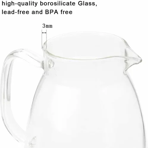 Vista 14 de Jarra de vidrio con tapa y asa, jarra de borosilicato resistente al calor