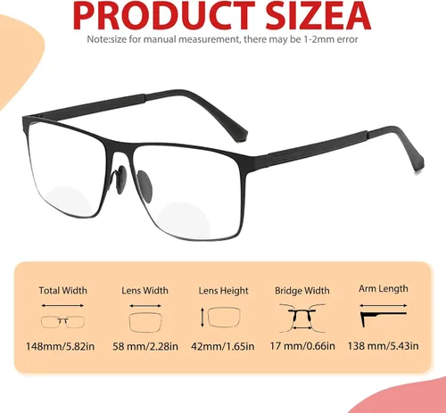 Vista 6 de Gafas de Lectura Progresivas Multifocales Anti Luz Azul Fotocromáticas/Bifocales para Hombre con Protección UV UV Protection, Computer Reading