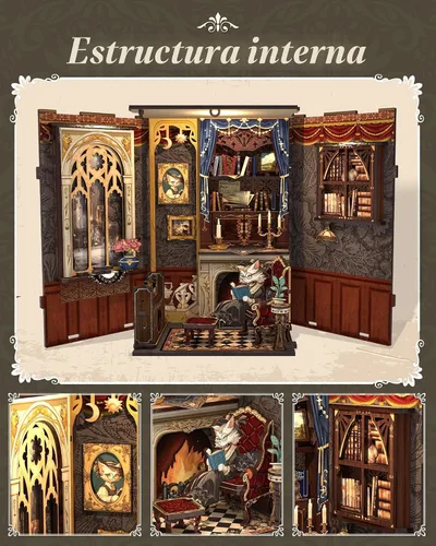 Vista 6 de CUTEBEE Kit de Libros para Rincón de Lectura - Kit de Casa en Miniatura de Bricolaje para Adultos y Adolescentes, Estantería para Libros de Casa