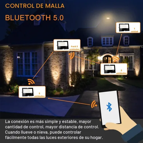 Vista 8 de Luz LED de inundación equivalente a 100 W, LED que cambia de color al aire libre, iluminación paisajística RGBW Bluetooth Smart Floodlights 2700 K