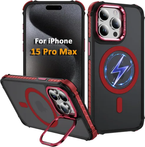 Vista 31 de Funda KETGII para iPhone 13, para iPhone 14, compatible con MagSafe, carga inalámbrica, resistente, a prueba de golpes, pata ajustable, delgada