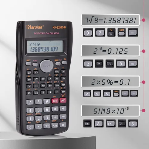 Vista 3 de Flutesan Calculadora científica de ingeniería de 2 líneas, calculadora matemática con función a granel, pantalla grande para estudiantes