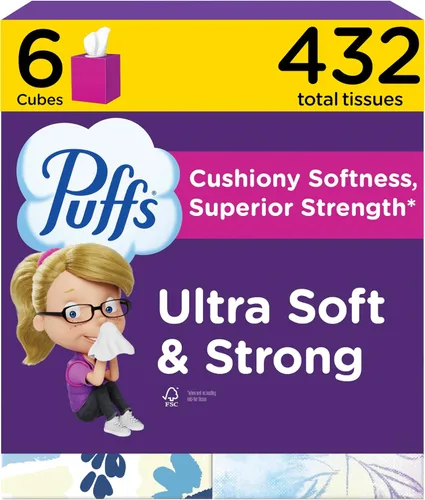 Vista 13 de Pañuelos faciales ultrasuaves sin loción Puffs, 1 cubo, 48 pañuelos por caja