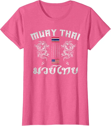 Vista 65 de Camiseta de equipo de entrenamiento de boxeo Muay Thai con bandera estadounidense de Tailandia, Negro, S