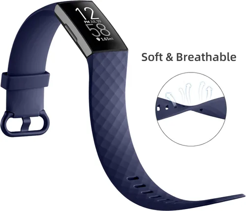 Vista 2 de Wepro Paquete de 3 bandas compatibles con Fitbit Charge 4 bandas para Negro/Azul Marino/Azul Gris
